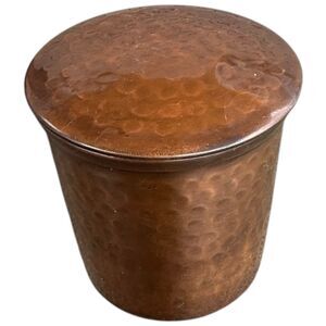 Eddie Bauer Hammered Copper Candle Canister 3.25" Metal Rustic Cabin Decor